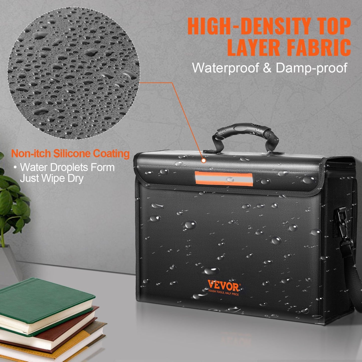 Fireproof & Waterproof Document Storage Box with 2000°C Protection, 0.39m x 0.32m x 0.36m