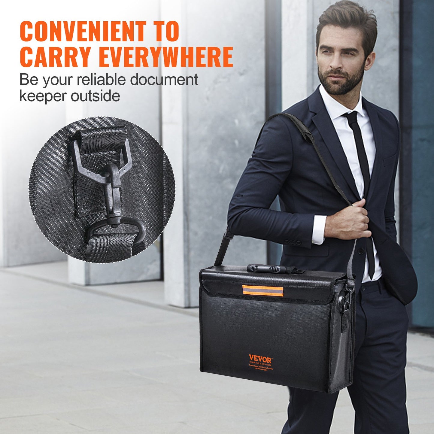 VEVOR Fireproof Document Box, Fireproof Document Bag with 2000℉, 3-layer Folding