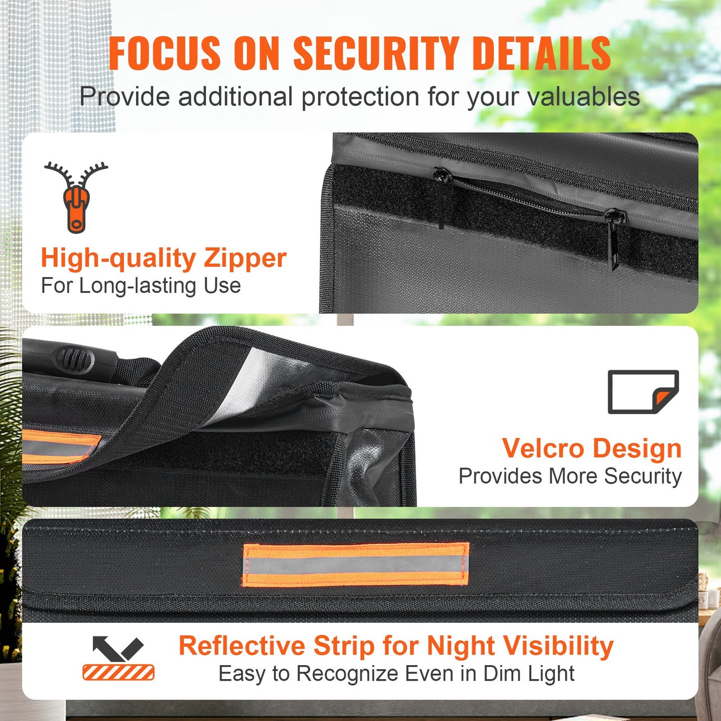 VEVOR Fireproof Document Box, Fireproof Document Bag with 2000℉, 3-layer Folding