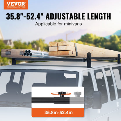 Adjustable Alloy Steel Van Roof Ladder Rack, 227 kg Capacity, 0.91 to 1.33 m
