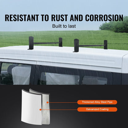 Adjustable Alloy Steel Van Roof Ladder Rack, 227 kg Capacity, 0.91 to 1.33 m