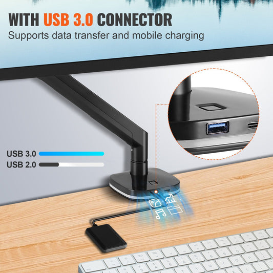 Single Monitor Mount, Adjustable Arm for 33-89 cm Screens, 12 kg Capacity