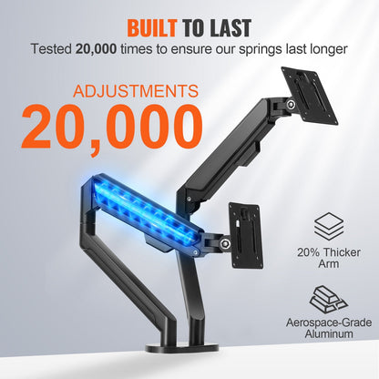 Dual Monitor Arm for 33-89 cm Screens, Adjustable with 12 kg Capacity per Arm
