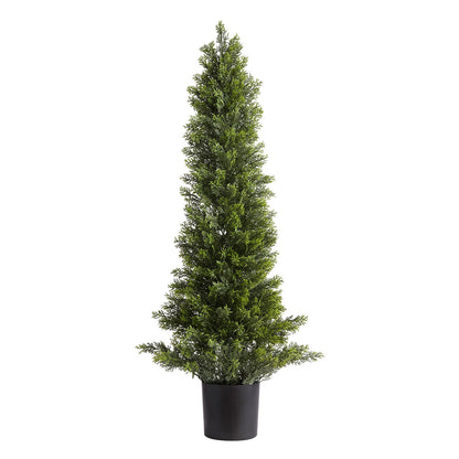 Artificial Topiary Cedar Trees, 2 Set 914mm Faux Pine Shrubs Plants, Fake Silk Tree Look Real, Easy Assembly for Decor Front Porch Outdoor Patio Garden Balcony Backyard Indoor Office