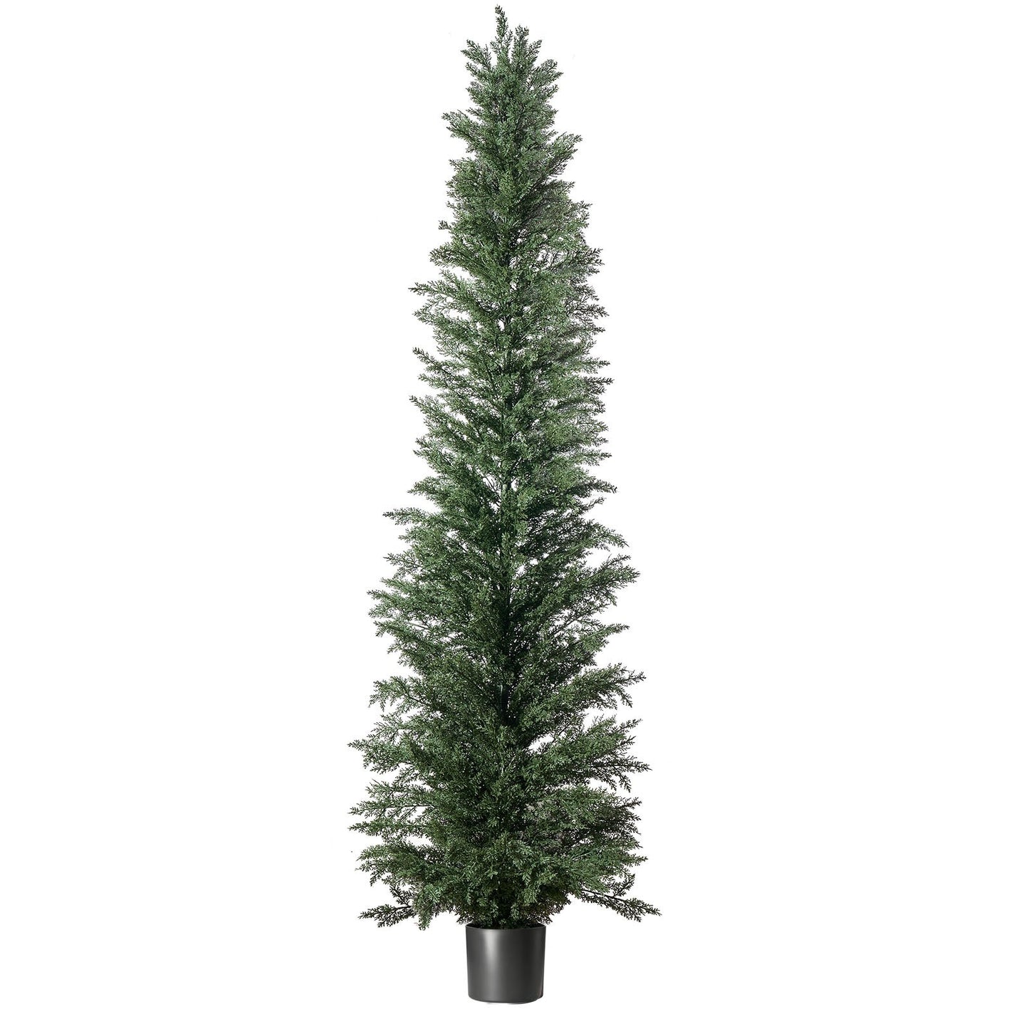 Artificial Topiary Cedar Tree 2438mm Set of 2 with Pot Greenery Decor, Premium PE Fake Trees, Year-Round Indoor & Outdoor Faux Green Plant for Front Door, Entryway, Porch, Balcony, Patio, Garden