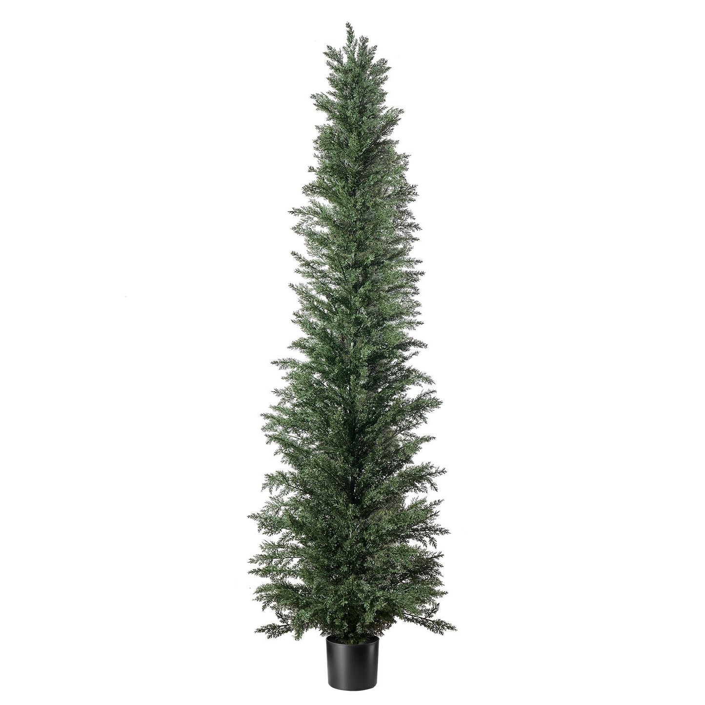 Artificial Topiary Cedar Tree 2438mm Set of 2 with Pot Greenery Decor, Premium PE Fake Trees, Year-Round Indoor & Outdoor Faux Green Plant for Front Door, Entryway, Porch, Balcony, Patio, Garden