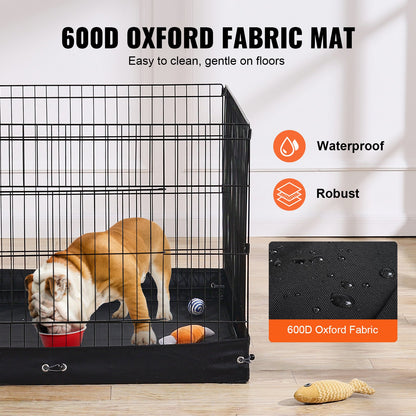 VEVOR Dog Playpen 4 Panels Foldable Metal Dog Exercise Pen with Bottom Pad 36 in