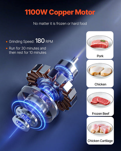 Commercial Electric Meat Grinder & Slicer - 6.35 kg/min, Sausage Maker