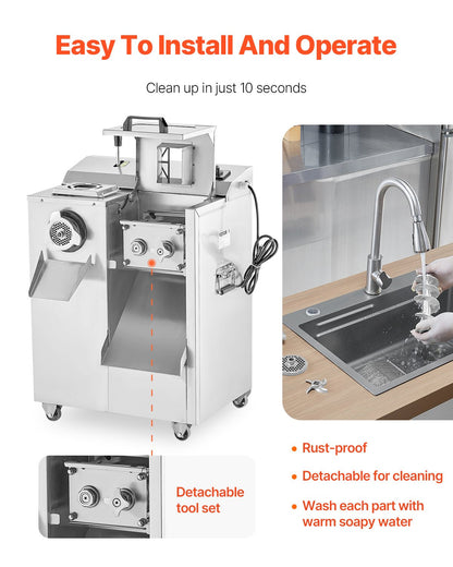 Commercial Electric Meat Grinder & Slicer - 6.35 kg/min, Sausage Maker