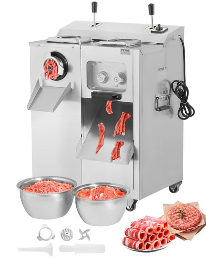 VEVOR Commercial Electric Meat Grinder Slicer 6.35 kg/Min Sausage Stuffer Maker