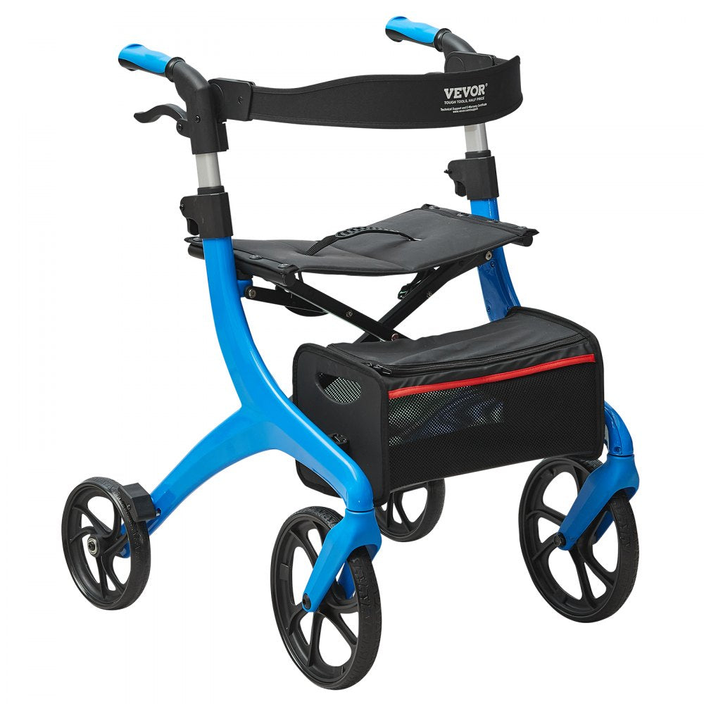 Folding Rollator Walker for Seniors and Adults, Lightweight Aluminum Rolling Walker with Seat and Adjustable Handle, 4-W