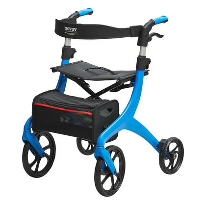 Folding Rollator Walker for Seniors and Adults, Lightweight Aluminum Rolling Walker with Seat and Adjustable Handle, 4-W