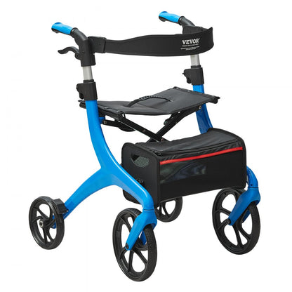 Folding Rollator Walker for Seniors and Adults, Lightweight Aluminum Rolling Walker with Seat and Adjustable Handle, 4-W