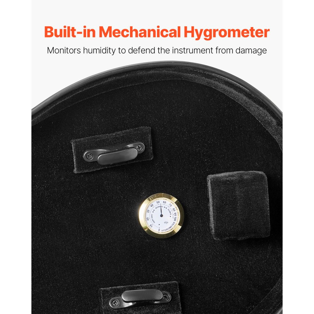 4/4 Full Size Violin Case, Built-in Hygrometer, Lightweight Portable Travel Carrying Bag, with Plush Lining, Dual Shoulder Straps, Anti-Scratch, Professional Triangular Shape, for Violin, Black