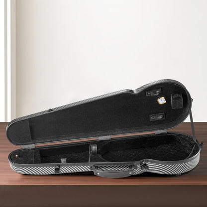 4/4 Full Size Violin Case, Built-in Hygrometer, Lightweight Portable Travel Carrying Bag, with Plush Lining, Dual Should