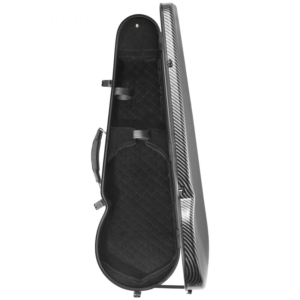 4/4 Full Size Violin Case, Built-in Hygrometer, Lightweight Portable Travel Carrying Bag, with Plush Lining, Dual Shoulder Straps, Anti-Scratch, Professional Triangular Shape, for Violin, Black