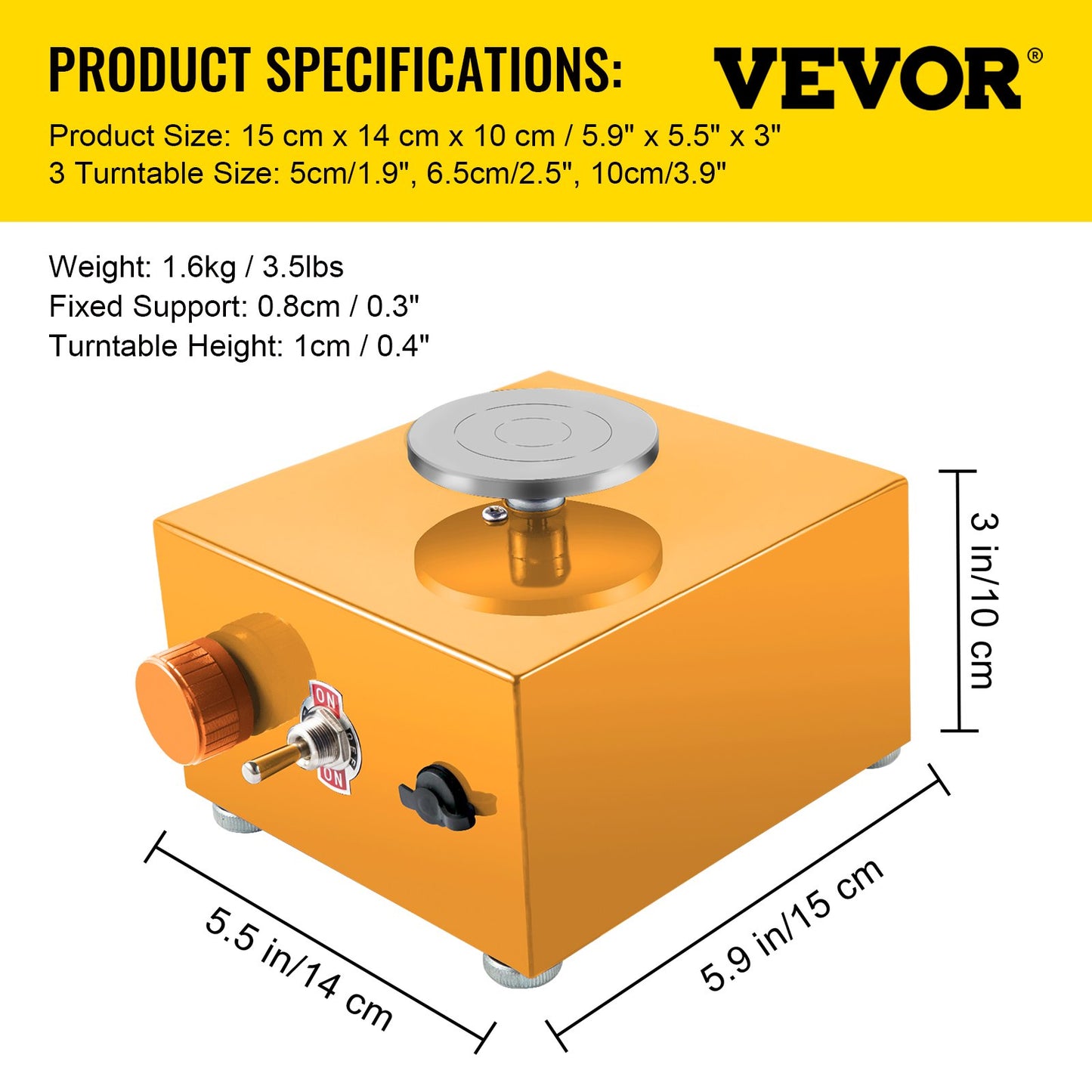 VEVOR Mini Pottery Wheel, 30W 0-2000 RPM Ceramic Wheel, Adjustable Speed DIY Clay