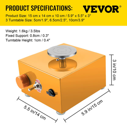 VEVOR Mini Pottery Wheel, 30W 0-2000 RPM Ceramic Wheel, Adjustable Speed DIY Clay