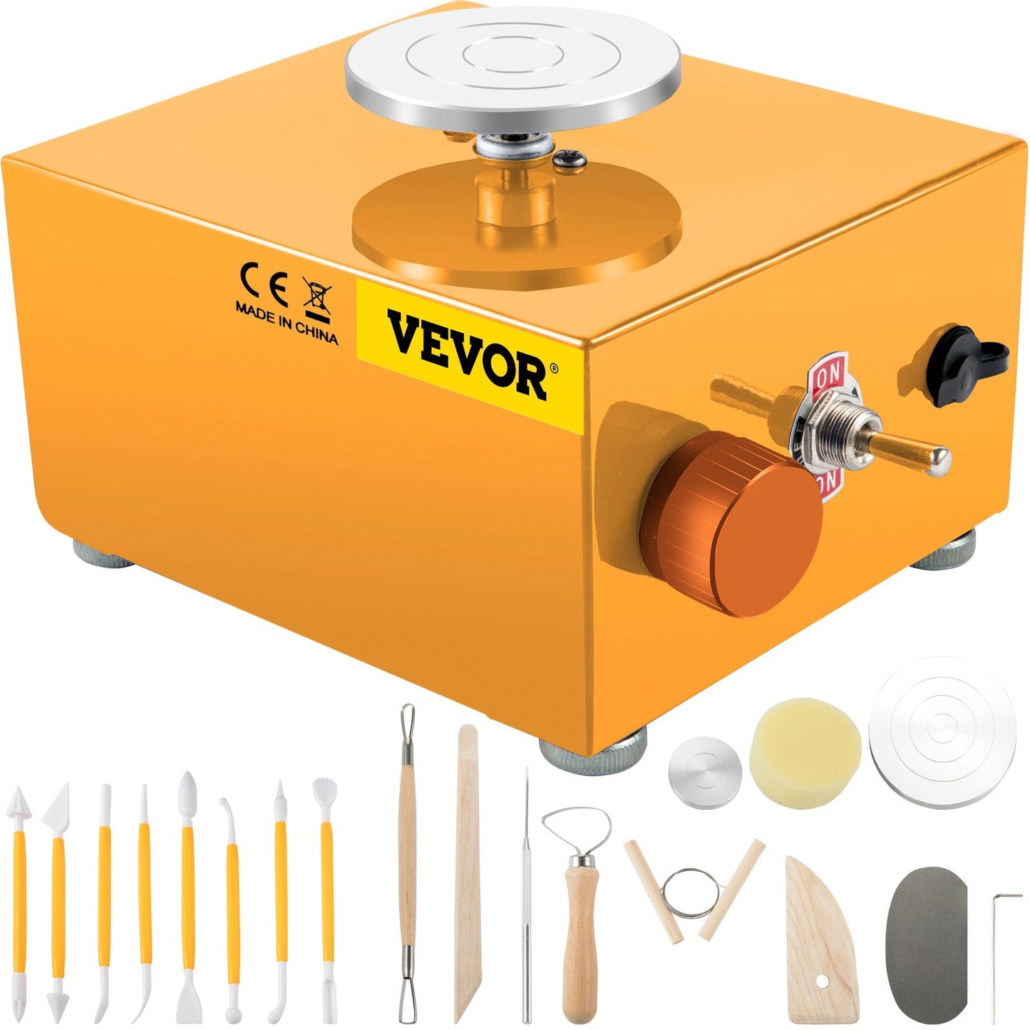 Compact 30W Pottery Wheel Kit with Adjustable Speed and 16 Tools for DIY Crafts