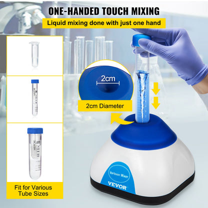 VEVOR Mini Vortex Mixer Lab Vortex Mixer Shaker 3000RPM 50ML for Lab Paint Ink