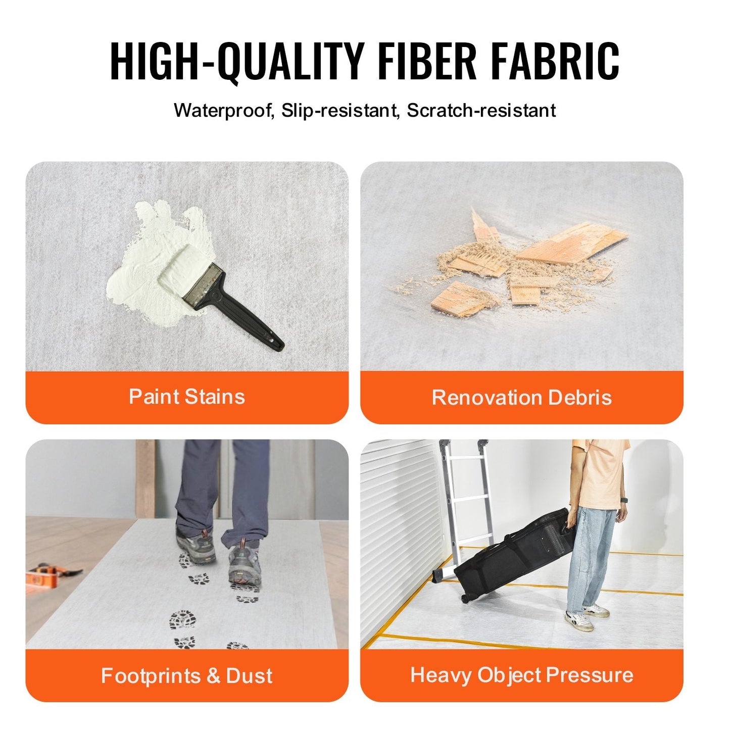 Carpet Protection Film, 1m x 30.48m, Easy Install, Anti-Slip, White, 6.1 kg