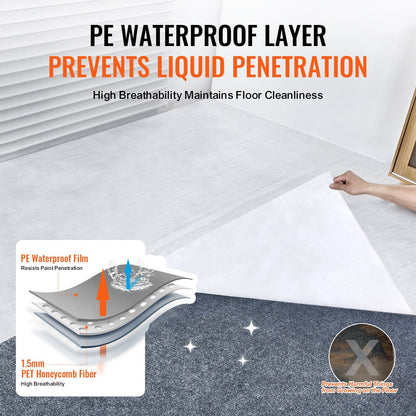 Carpet Protection Film, 1m x 30.48m, Easy Install, Anti-Slip, White, 6.1 kg