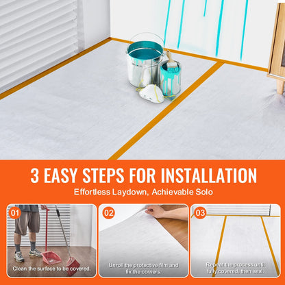 Carpet Protection Film, 1m x 30.48m, Easy Install, Anti-Slip, White, 6.1 kg