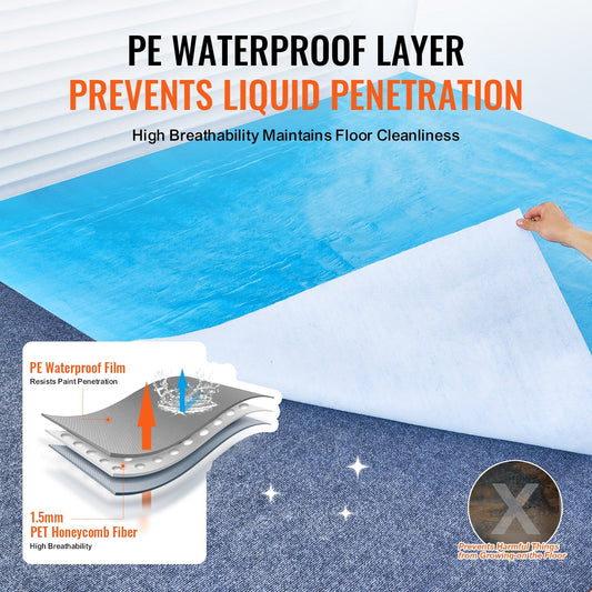 Carpet Protection Film, 1m x 25.6m, Blue, Easy Cut & Install, Strong Grip, 4.7kg