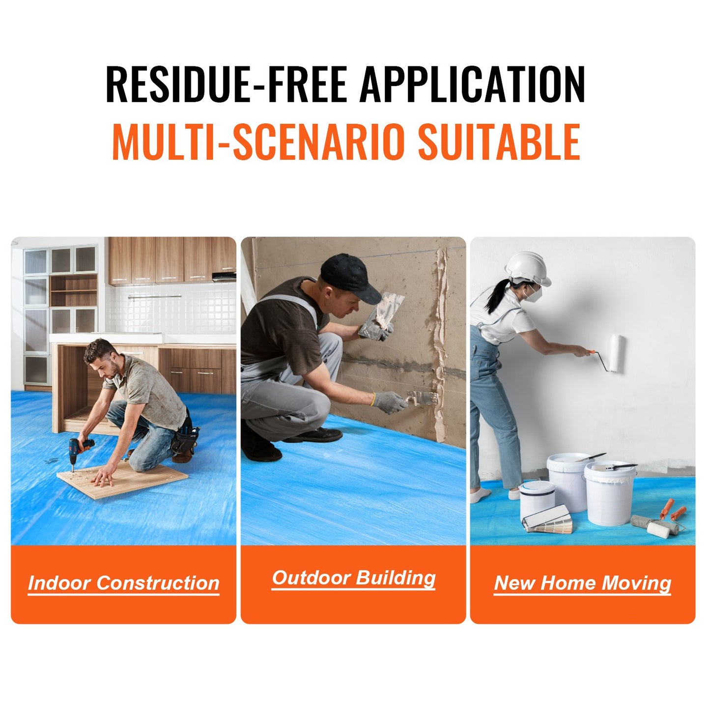 VEVOR Carpet Protection Film, 40" x 84' Floor and Surface Shield, Easy to Cut Simple