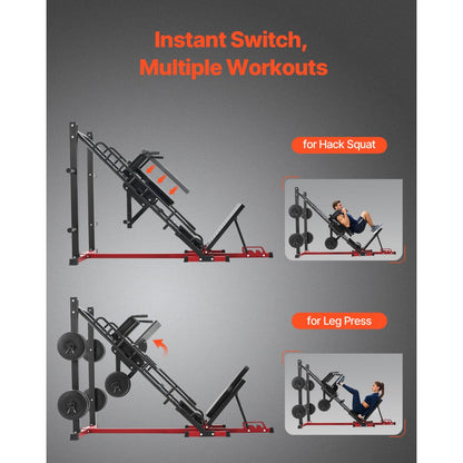 VEVOR Leg Press Hack Squat Combo Machine Adjustable Lower Body Special Home Gym