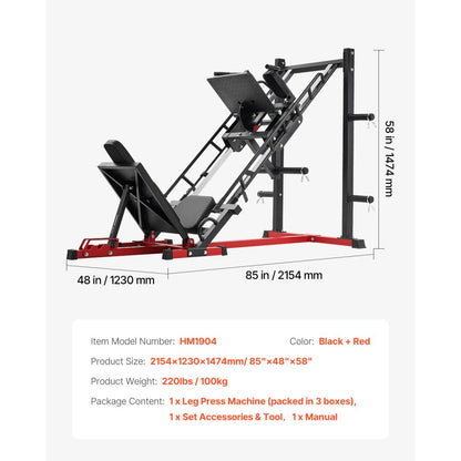 VEVOR Leg Press Hack Squat Combo Machine Adjustable Lower Body Special Home Gym