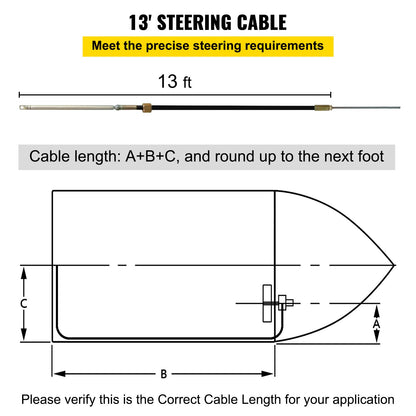 VEVOR Outboard Steering System 13' Outboard Rotary Steering System 13 Feet Boat