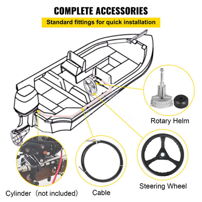 VEVOR Outboard Steering System 13' Outboard Rotary Steering System 13 Feet Boat