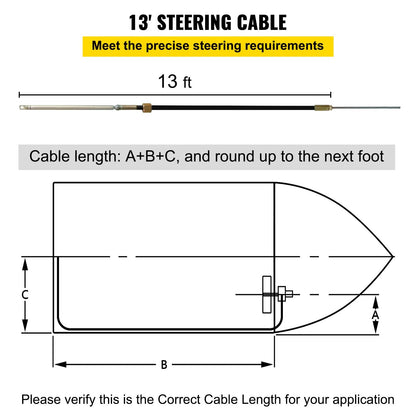 13-Foot Marine Boat Rotary Steering Kit with 4m Cable for Watercraft
