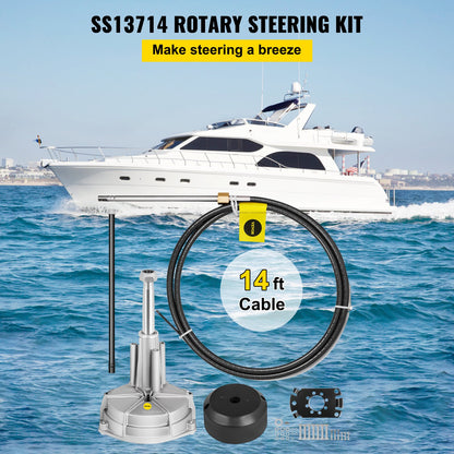 VEVOR Outboard Boat Steering With 14' Steering Cable Marine Steering System 3/4''