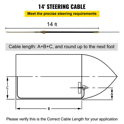 VEVOR Outboard Boat Steering With 14' Steering Cable Marine Steering System 3/4''