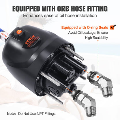 VEVOR Hydraulic Outboard Steering Pump, 1.4 Cubic Inches, 150HP Front Mount Hydraulic