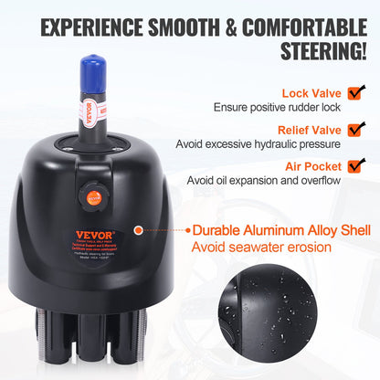VEVOR 150HP Hydraulic Outboard Steering Kit Boat Marine System, Built-in Two-Way