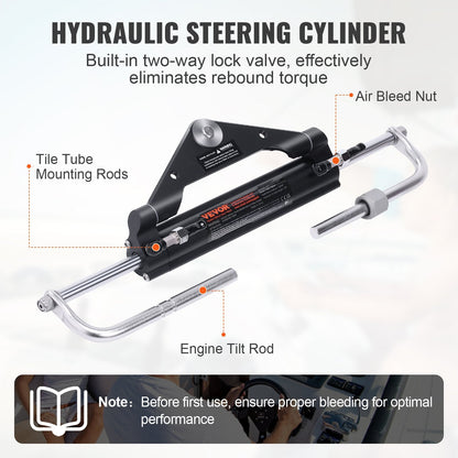 Hydraulic Outboard Steering System Kit for Boats Up to 150HP, Durable Design
