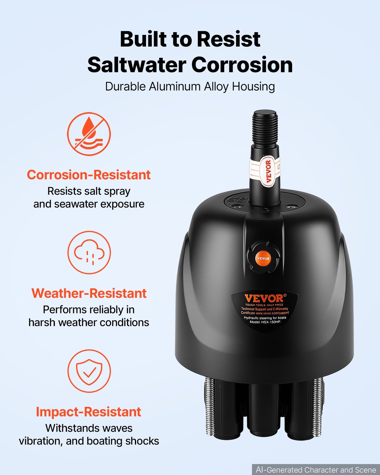 Hydraulic Steering Helm Pump 150 HP Outboard Hydraulic Pump for Boats, Marine Boat Steering System, 2.5 MPa Max Work Pressure, Aluminum Alloy Housing, Built-in Lock Valve, Replaceable Shaft Seal