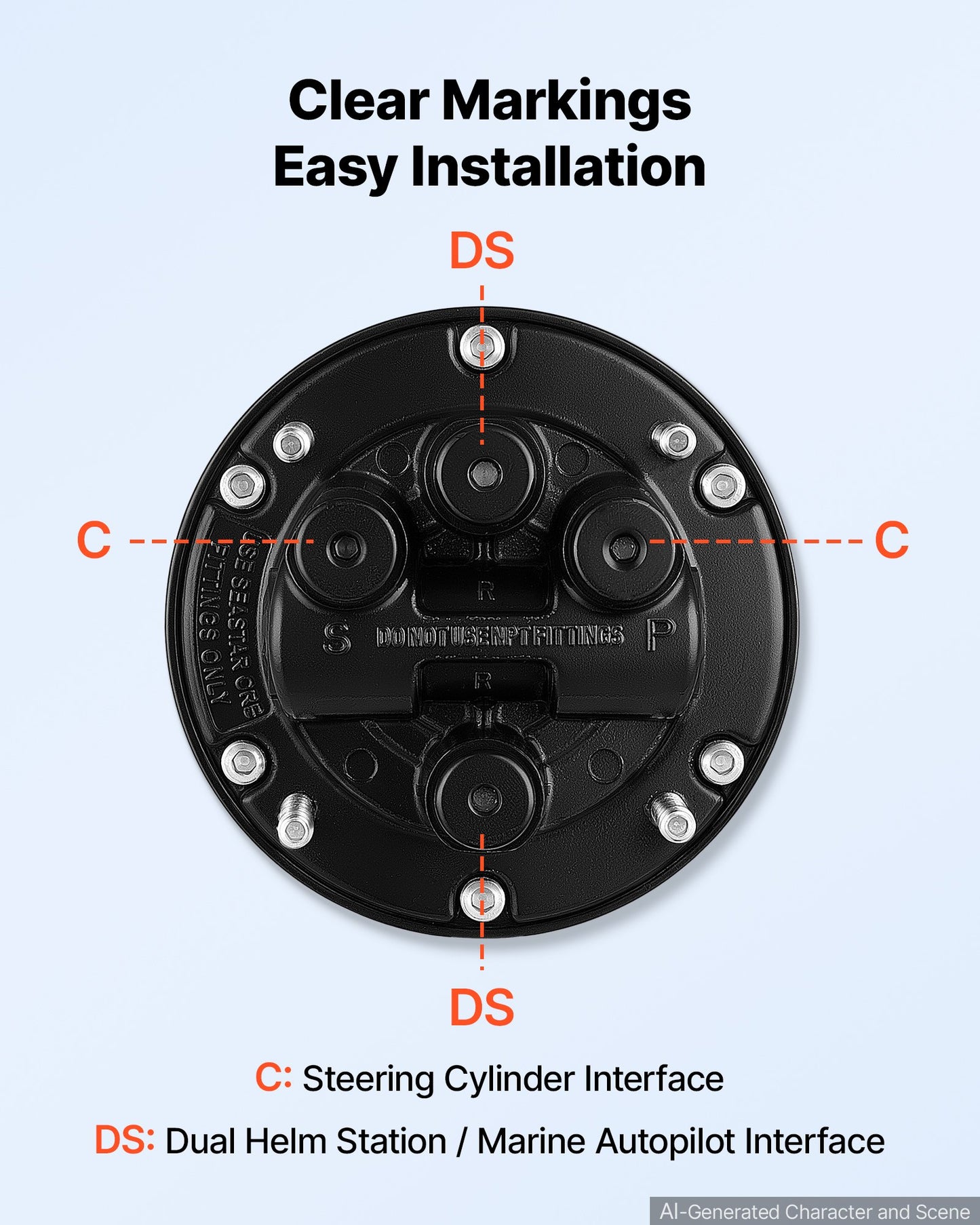 Hydraulic Steering Helm Pump 150 HP Outboard Hydraulic Pump for Boats, Marine Boat Steering System, 2.5 MPa Max Work Pressure, Aluminum Alloy Housing, Built-in Lock Valve, Replaceable Shaft Seal