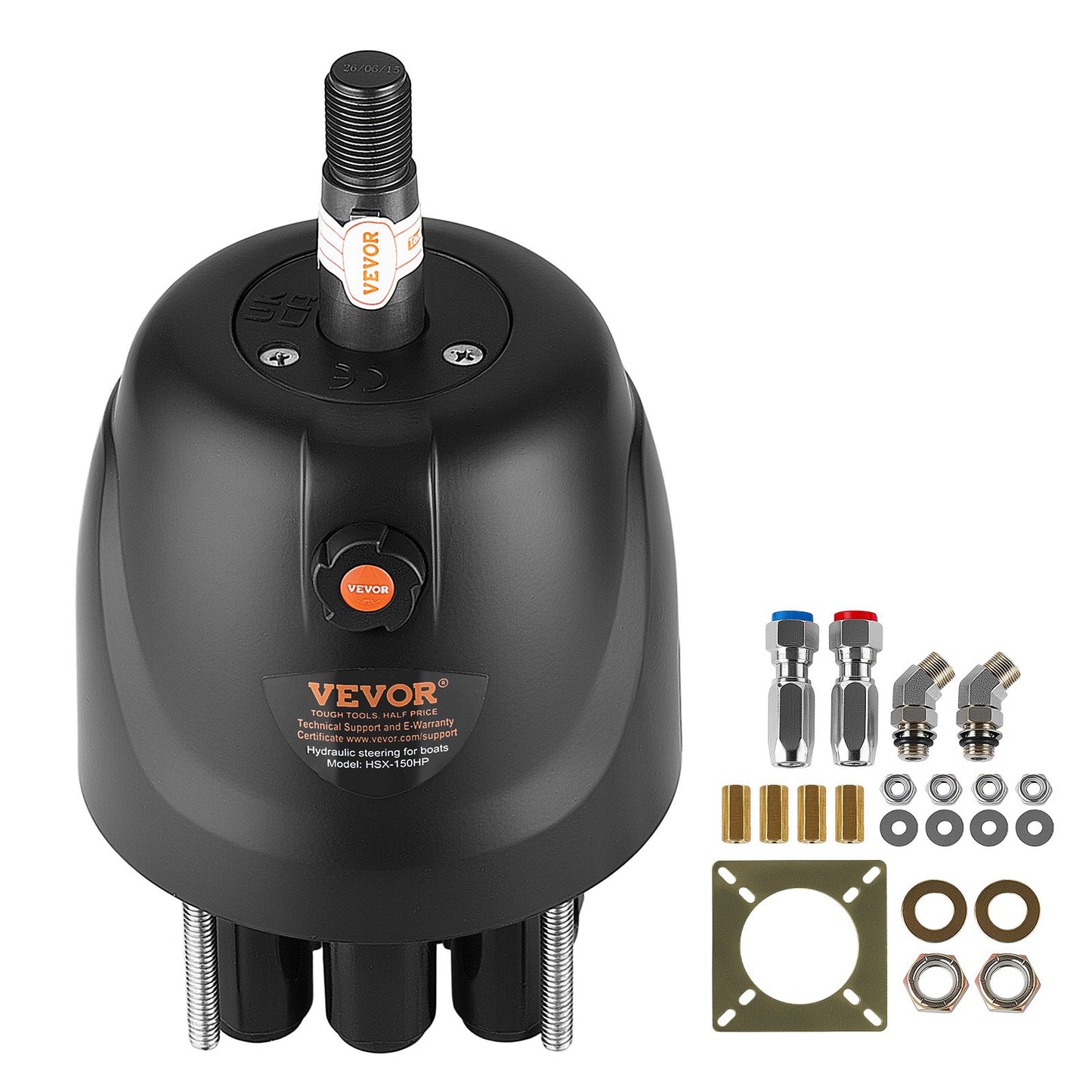 Hydraulic Steering Helm Pump 150 HP Outboard Hydraulic Pump for Boats, Marine Boat Steering System, 2.5 MPa Max Work Pressure, Aluminum Alloy Housing, Built-in Lock Valve, Replaceable Shaft Seal
