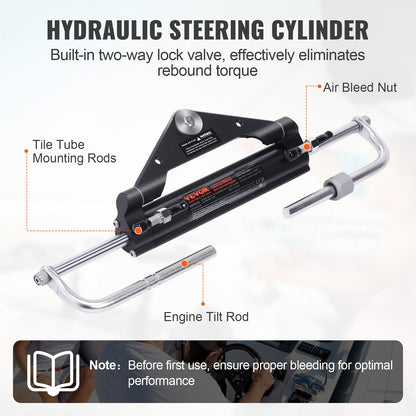 VEVOR Hydraulic Outboard Steering Kit, 150HP, Marine Boat Hydraulic Steering System,