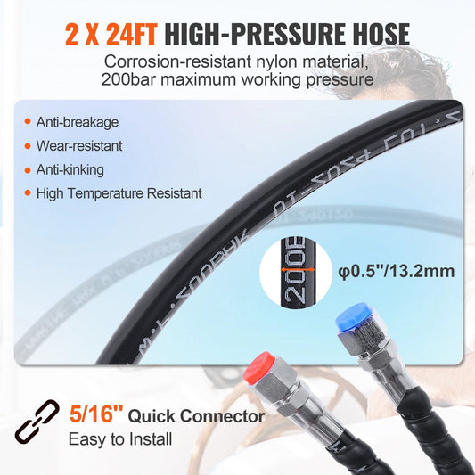 Marine Hydraulic Steering System Kit, 150HP, with 7.7m Hose for Boats