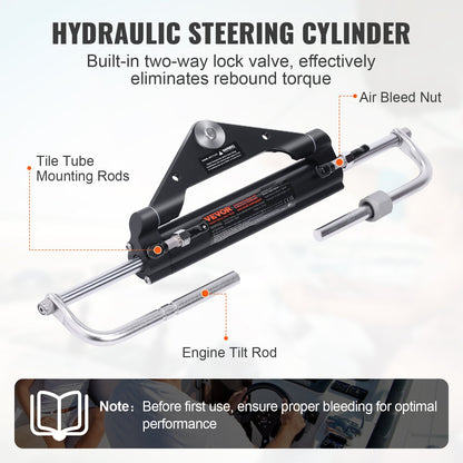 VEVOR Hydraulic Outboard Steering Kit, 150HP, Marine Boat Hydraulic Steering System,