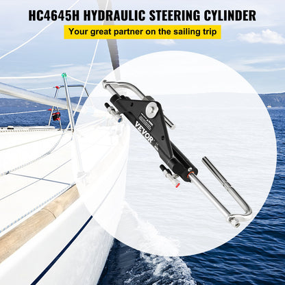 VEVOR HC4645H Front Mount Hydraulic Outboard Steering Cylinder Ram Up To 150HP