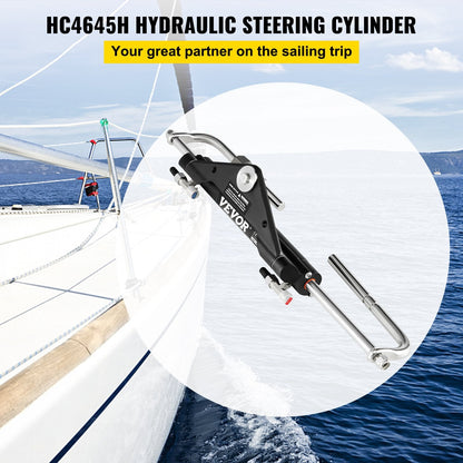 Front Mount Hydraulic Steering Cylinder for Outboard Motors Up to 150HP