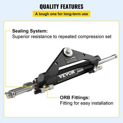 Front Mount Hydraulic Steering Cylinder for Outboard Motors Up to 150HP