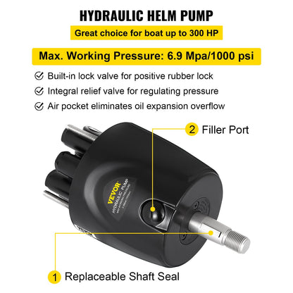 Hydraulic Boat Steering Kit with Helm Pump & Cylinder for 300HP Outboard Motors