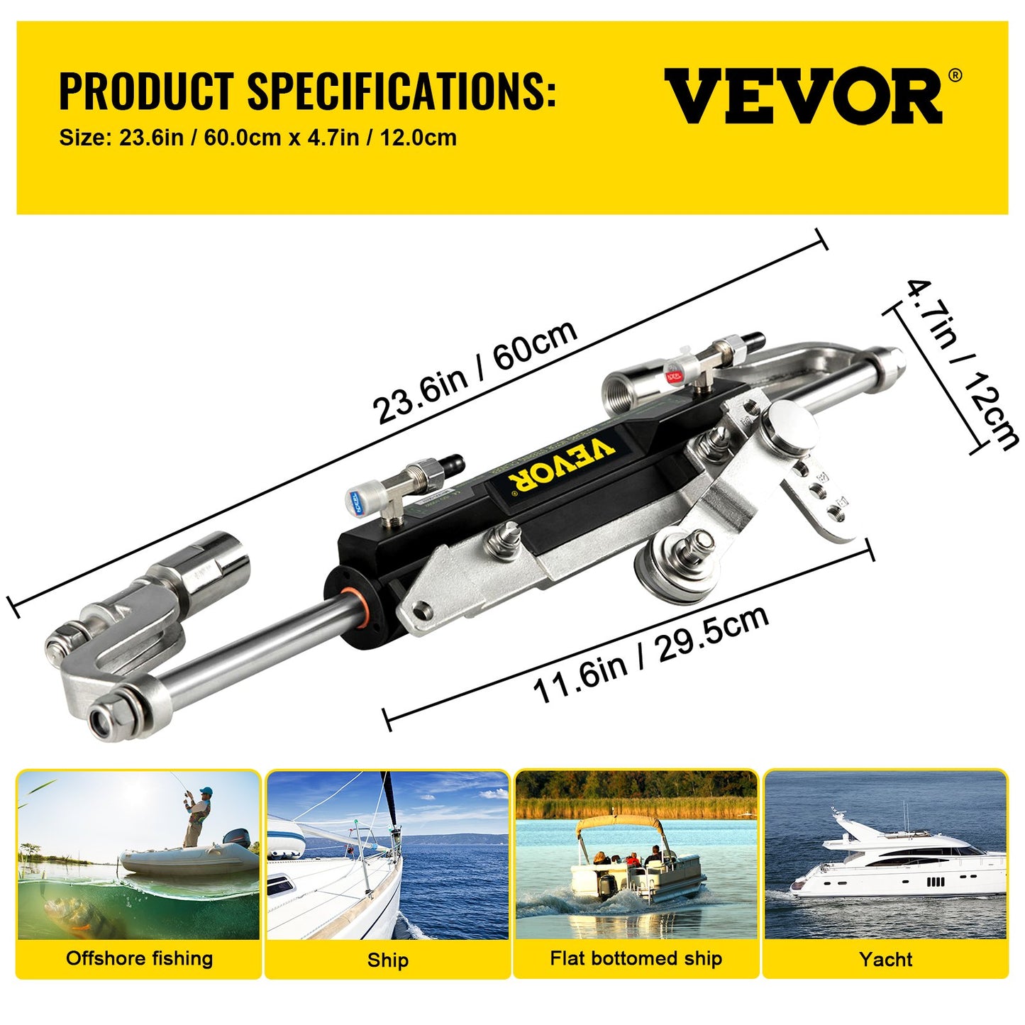 VEVOR Hydraulic Steering Kit 300HP Hydraulic Steering Compact Cylinder Hydraulic